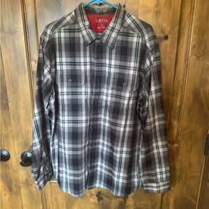 Orvis Classic Plaid light flannel Black and Gray w/ red XL - EUC